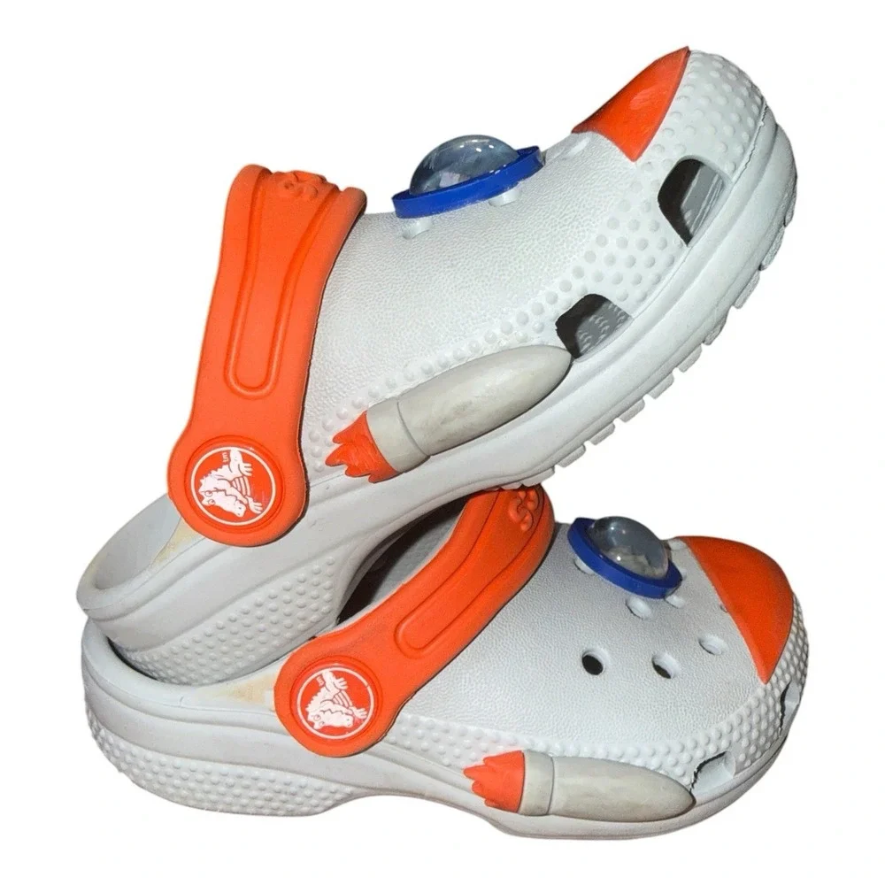 Crocs Classic Rocket Ship Clogs Kids C7 Toddler Slip On Snow-globe Glow stars